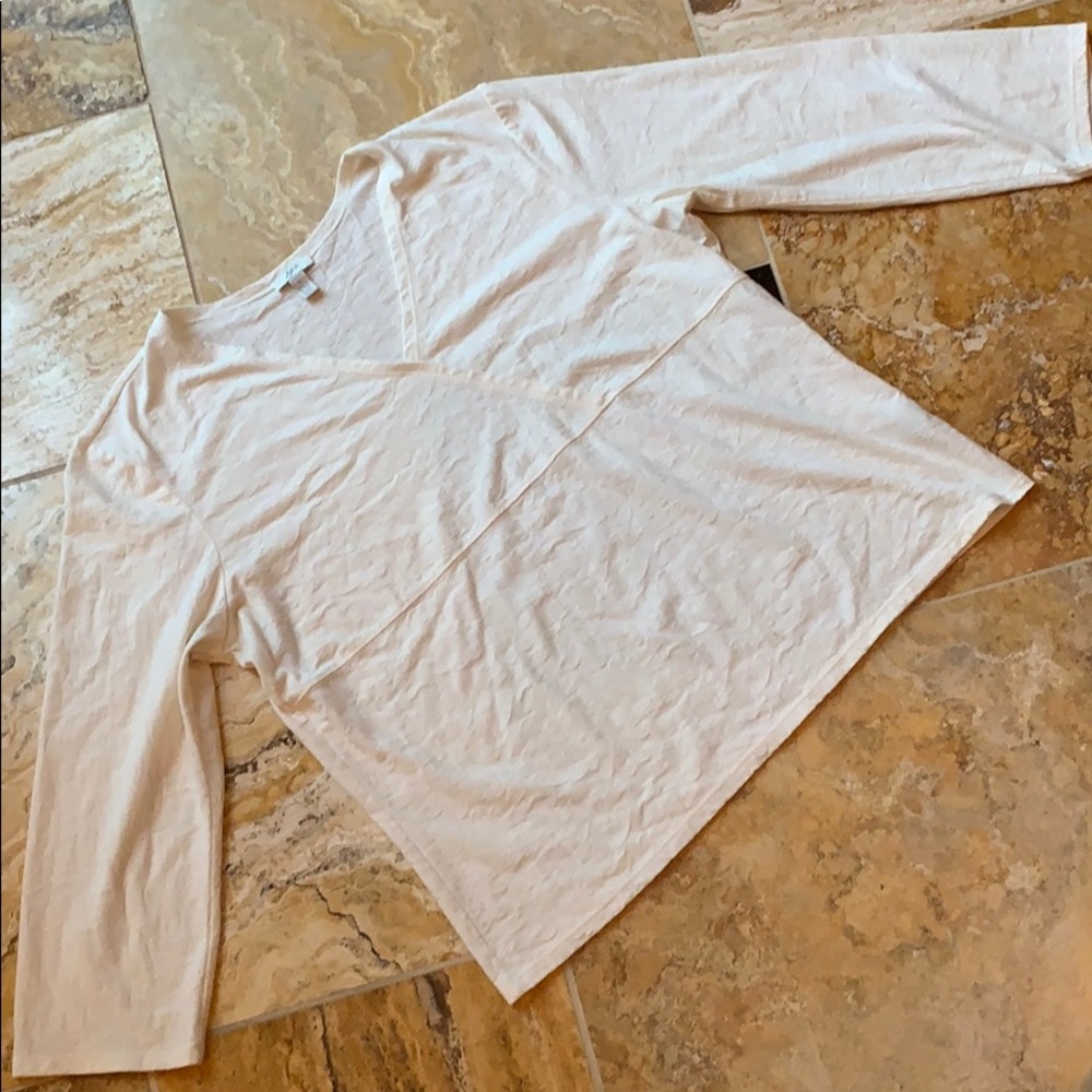 J. Jill textured cream modest VNeck longsleeve
